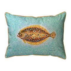 Pointillist Flounder Small Indoor/Outdoor Pillow 11x14