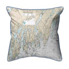 Southport - Pemaquid, ME Nautical Map - Light Blue Cord Small Corded Indoor/Outdoor Pillow 12x12