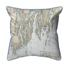 BoothBay, ME Nautical Map Small Corded Indoor/Outdoor Pillow 12x12