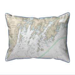 Muscongus Bay, ME Nautical Map Small Corded Indoor/Outdoor Pillow 11x14