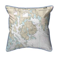 Frenchman and Blue Hill Bays, ME Nautical Map Small Corded Indoor/Outdoor Pillow 12x12