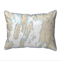 North Hero Island #2, VT Nautical Map Small Corded Indoor/Outdoor Pillow 11x14