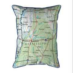 Mississippi, MS Nautical Map Small Corded Indoor/Outdoor Pillow 11x14