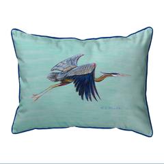 Flying Blue Heron - Teal Small Indoor/Outdoor Pillow 11x14