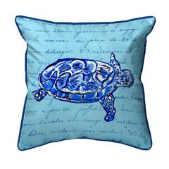 Sea Turtle Blue Script Small Indoor/Outdoor Pillow 11x14