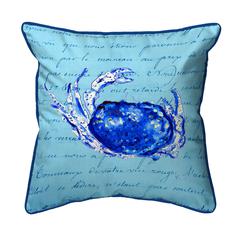 Blue Script Crab Small Indoor/Outdoor Pillow 12x12