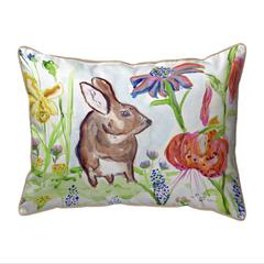 Brown Rabbit Right Small Indoor/Outdoor Pillow 11x14