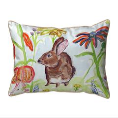 Brown Rabbit Left Small Indoor/Outdoor Pillow 11x14