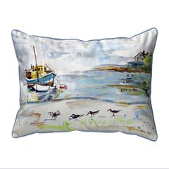 Boat & Sandpipers Small Indoor/Outdoor Pillow 11x14