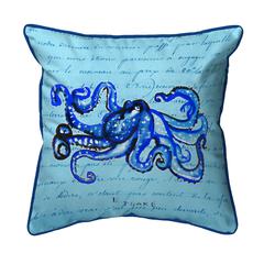 Blue Script Octopus Small Indoor/Outdoor Pillow 12x12