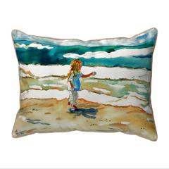 Girl at the Beach Small Indoor/Outdoor Pillow 11x14