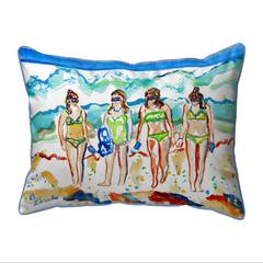 Girls Walking Small Pillow 11x14