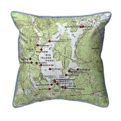 Big Island Pond, NH Nautical Map Small Corded Indoor/Outdoor Pillow 12x12
