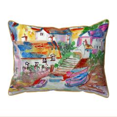 Boats At Steps Small Indoor/Outdoor Pillow 11x14