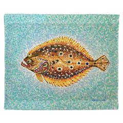 Pointillist Flounder Outdoor Wall Hanging 24x30