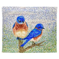 Two Blue Birds Outdoor Wall Hanging 24x30