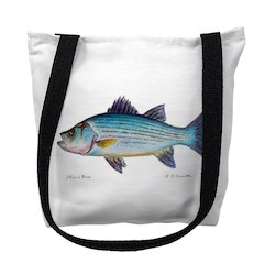 Striped Bass on White Large Tote Bag 18x18