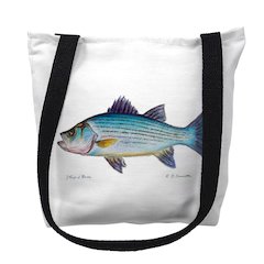Striped Bass on White Medium Tote Bag 16x16