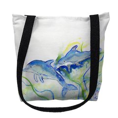 Betsy's Dolphins Large Tote Bag 18x18