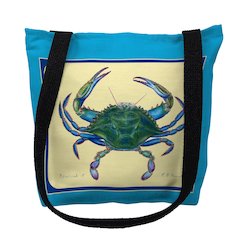 Female Blue Crab Border Medium Tote Bag 16x16