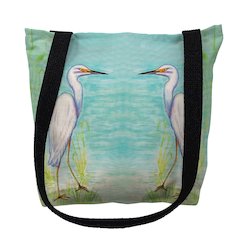 Snowy Egret Large Tote Bag 18x18