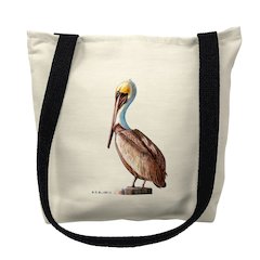 Pelican on White Large Tote Bag 18x18