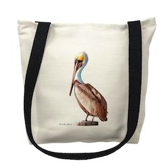 Pelican on White Medium Tote Bag 16x16