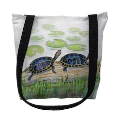 Two Turtles Small Tote Bag 13x13