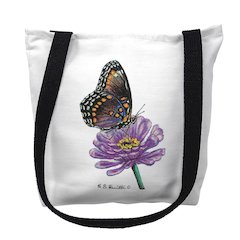 Red Spotted Purple Butterfly Medium Tote Bag 16x16