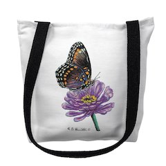 Red Spotted Purple Butterfly Small Tote Bag 13x13
