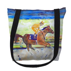 Racing Horse Gold Medium Tote Bag 16x16