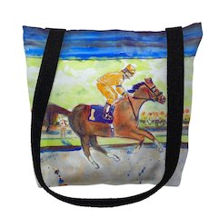Racing Horse Gold Small Tote Bag 13x13