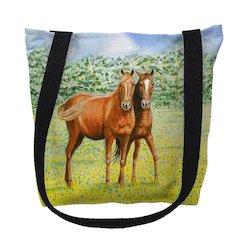 Two Horses Medium Tote Bag 16x16