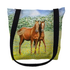 Two Horses Small Tote Bag 13x13