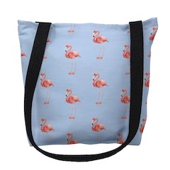 Flamingo Tiled Light Blue Background Medium Tote Bag 16x16