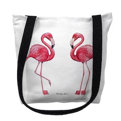 Flamingo White Background Large Tote Bag 18x18