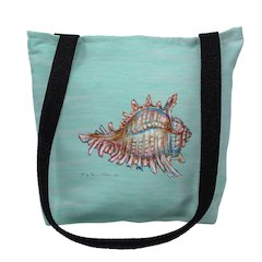 Conch on Aqua Large Tote Bag 18x18