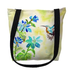 Aqua Hummingbird Large Tote Bag 18x18
