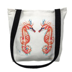 Coral Sea Horses Small Tote Bag 13x13