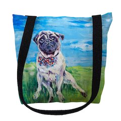 Gus in Yard - Pug Small Tote Bag 13x13