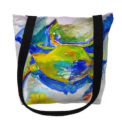 Blue & Yellow Crab Large Tote Bag 18x18