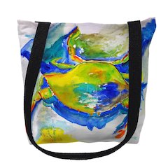 Blue & Yellow Crab Medium Tote Bag 16x16