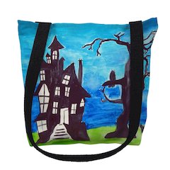 Haunted House Medium Tote Bag 16x16