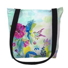 Hummingbird & Garden Medium Tote Bag 16x16