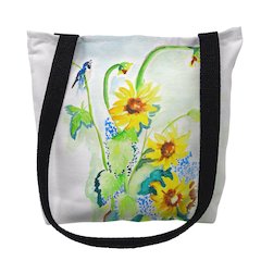 Sunflower & Bird Medium Tote Bag 16x16