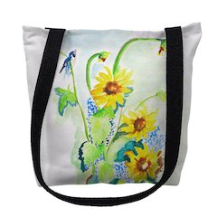 Sunflower & Bird Small Tote Bag 13x13