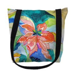 Peach Poinsettia Small Tote Bag 13x13
