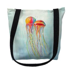 Colorful Jellyfish Large Tote Bag 18x18