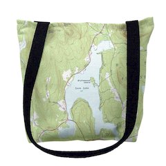 Loon Lake, Chestertown, NY Nautical Map Medium Tote Bag 16x16