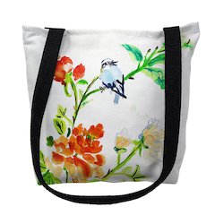 Blue Bird & Flowers Small Tote Bag 13x13